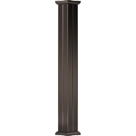 EKENA MILLWORK 4" x 10' Endura-Aluminum Column, Square Shaft (For Post Wrap Installation), Non-Tapered, FLuted EA0410INFSFTUTU